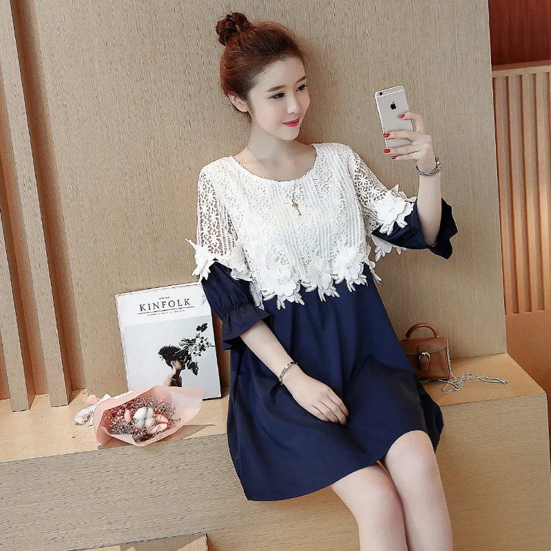 

Maternity Clothes 2019 New Style Korean-style Spring Lace Joint Fashion Pregnant Women Dress