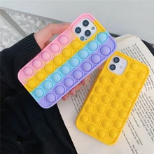 For iPhone 12 Pro Max 11 6s 7 8P XS XR X Case Cover Reliver Stress Pop Fidget Toys Push Bubble Antistress Sensory Game Adult Kid