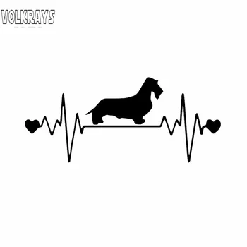 

Volkrays Lovely Car Sticker Wirehaired Dachshund Lifeline Heartbeat Dog Accessories Vinyl Decal Black/Silver,6cm*16cm