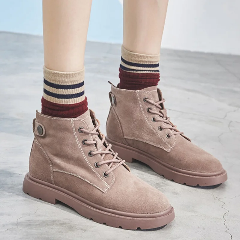 

Genuine Leather Women Shoes Autumn Early Winter Women Ankle Boots Casual Ladies Single Botas Cow Leather Female Footwear YX1648