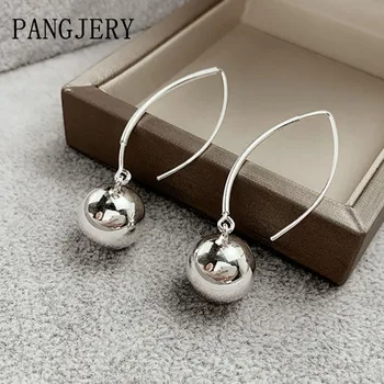 PANGJERY-여성을 위한 긴 드롭 귀걸이, 세련된 패션 작은 공 기념일 고급 주얼리 선물 실버 컬러