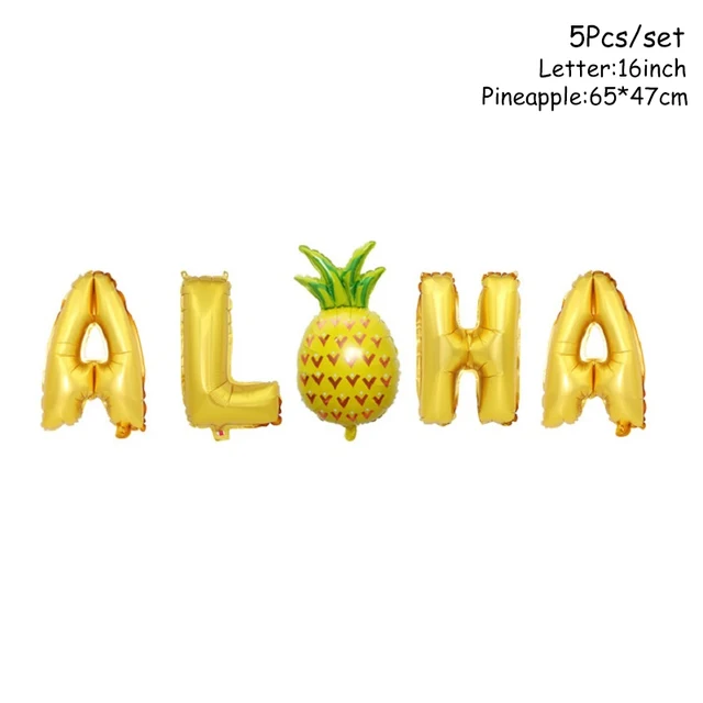 Hawaiian Party Decorations Palm Leaves Bunting Banner Luau Flamingo Summer Tropical Party Decoration Jungle Safari Party Ballons ALOHA balloon