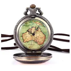 Новая Австралия Карта Карманные часы аналоговые кварцевые часы бронзовая цепь часы унисекс