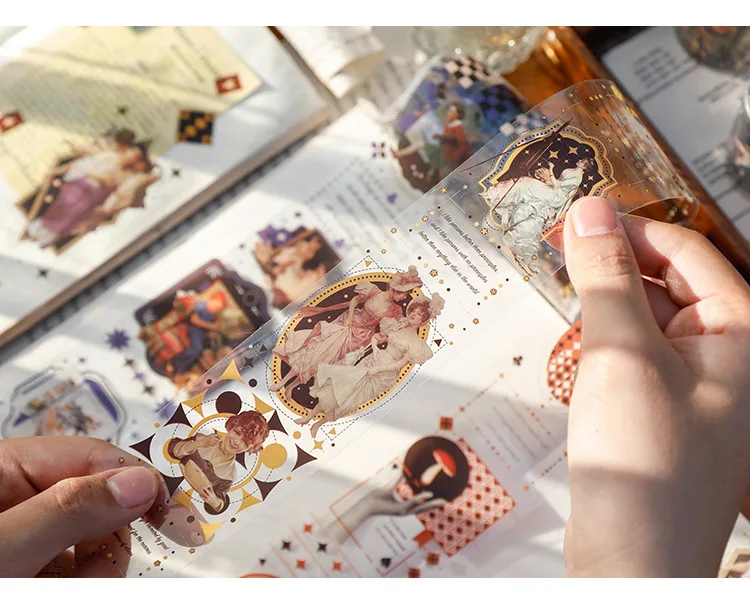 1pcs Decorative Adhesive Washi Tapes Aesthetic Scrapbooking Stickers Retro Retrospect Series Scrapbooking Washi Tape DIY Paper