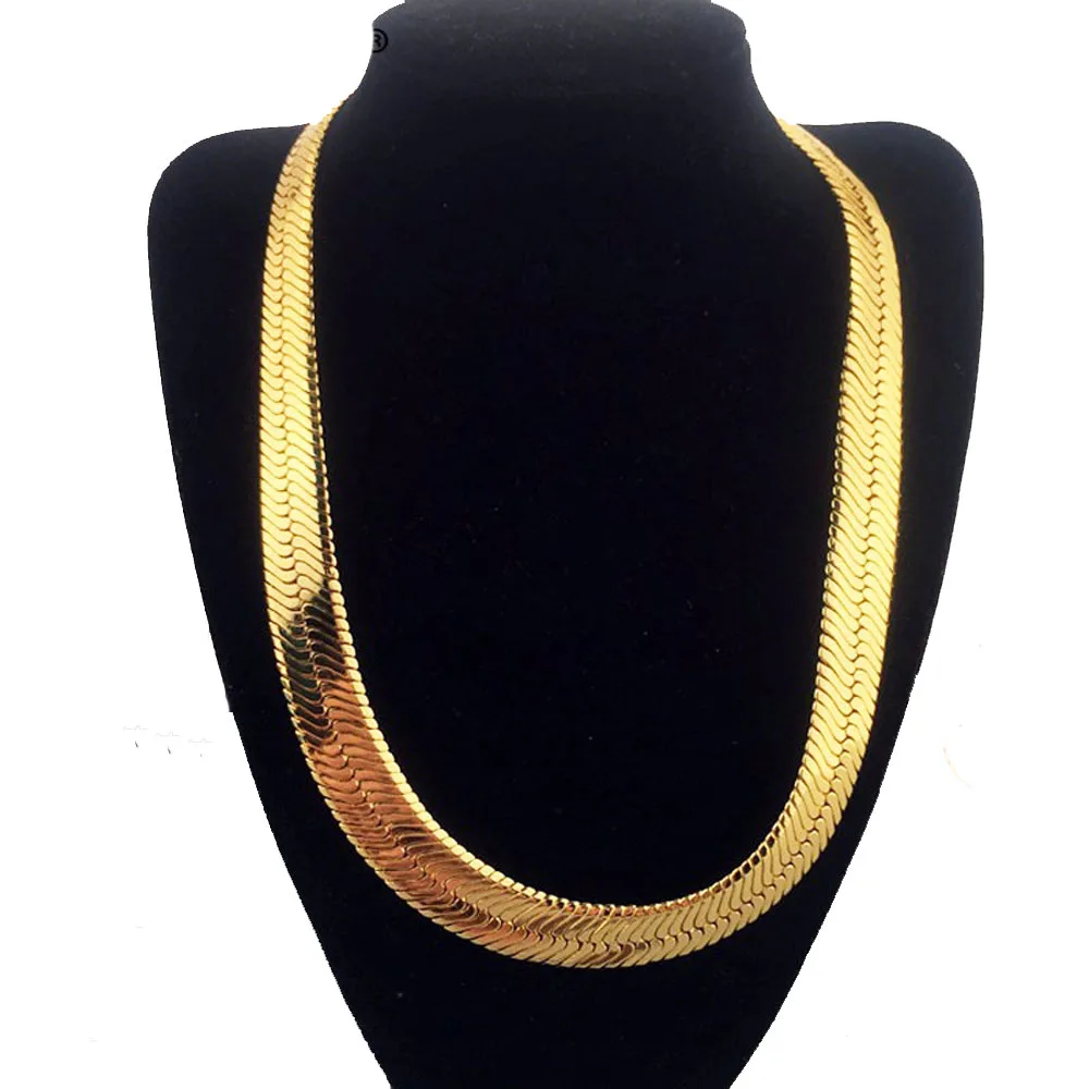 

Top Quality 75CM*10MM Hip Hop Mens Herringbone Snake Chain Golden Necklace Rapper Chunky Boys Rapper NightClub DJ Smart Jewelry