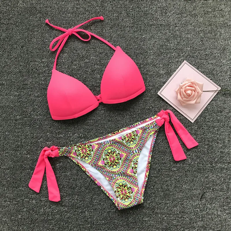 

Sexy Push Up Bikini Set Swimwear Women Bandage Brazil Print Mini Bikinis 2019 Mujer Plus Size Swimming Suit Bathing Suit