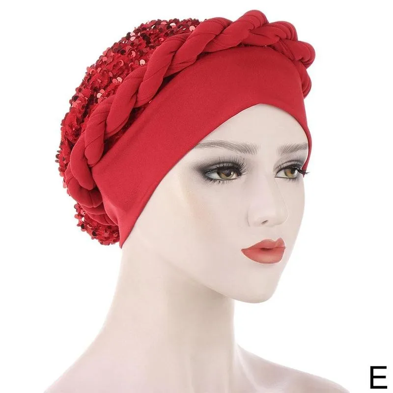 african wear for women Women Headtie Gele Shinning Sequins Turban Cap African Women Head-wrap Cap Auto Gele Nigerian Turban Gele Latest Hot Selling african outfits for women