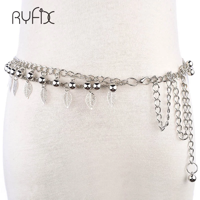 

Boho Summer Beach Women Gypsy Silver Gold Punk Chain Dance Sexy Biniki Leaf Tassel Belt Waist Body Jewelry BL248
