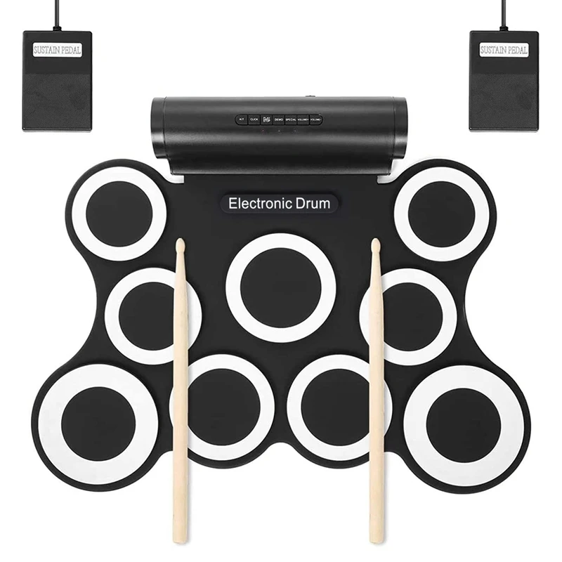 Electronic Drum Set 9 Pads Roll-Up Practice Kit For Kids And Adult Beginner Drummers Great Gift | Спорт и развлечения