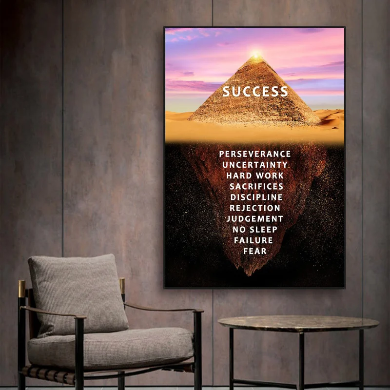 Keliour Iceberg of Success Canvas Poster Landscape Motivational Canvas Wall Art Stampa nordica Immagine della Parete per Soggiorno Modern-30x40cm Senza Cornice 