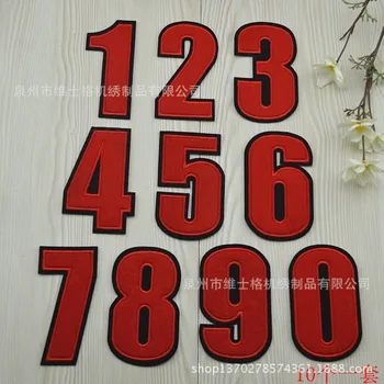

100pcs/lot Large Embroidery Patches Red Jersey Shirt Numbers Clothing Accessories Heat Transfer Badge Iron Clothes