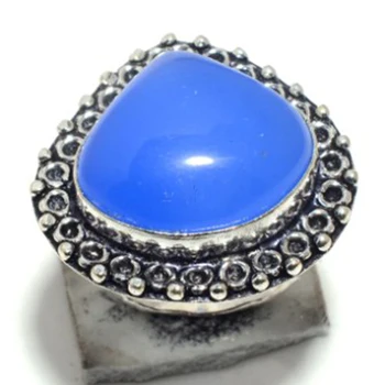 

Blue Chalcedony Ring Silver Overlay over Copper , Size: 6.75 , FRR0178