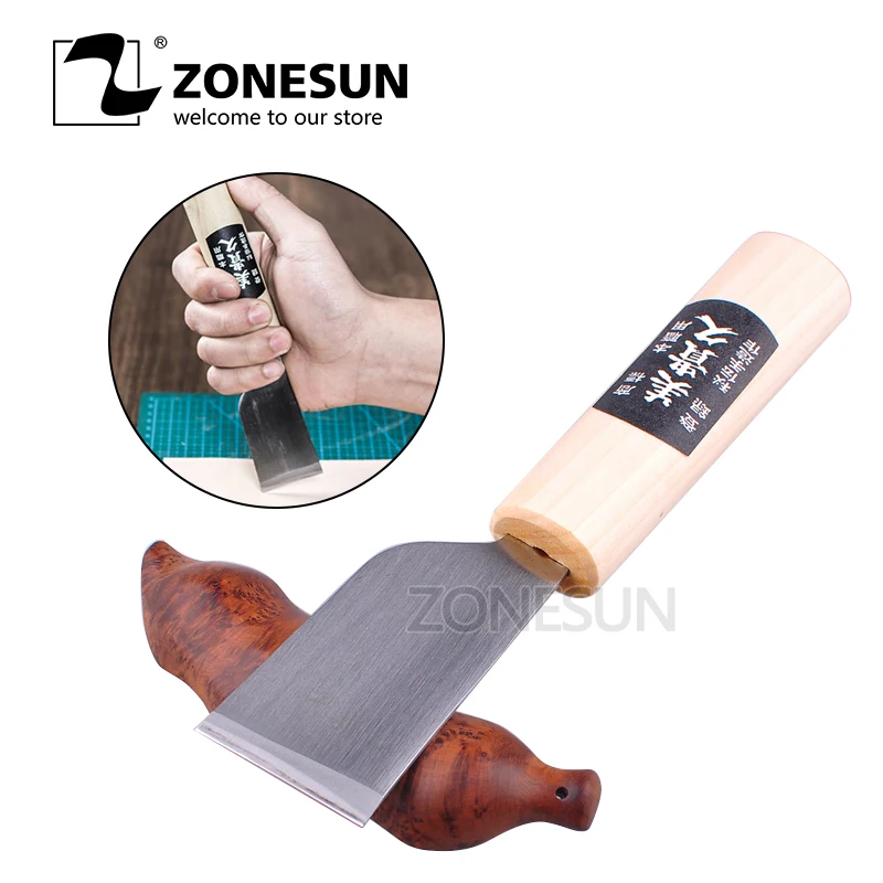 ZONESUN One 1pc DIY Stainless Steel Leather Cutting Knife Craft Tool With Wooden Cutter Hot Sale | Инструменты