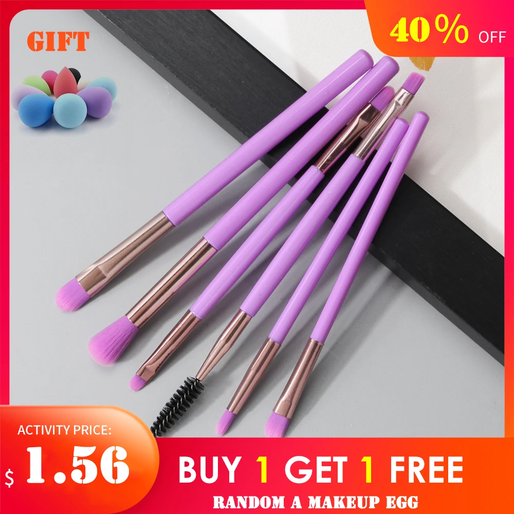 

6Pcs/set Makeup Brushes Professional EyeShadow Eyebrow Contour Blusher Lip Lash Brush Soft Cosmetics Make Up Brush Beauty Tools