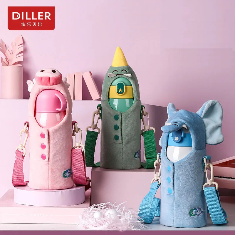 Детский термос DILLER из нержавеющей стали 600 316 мл 3 крышки с соломинкой героями