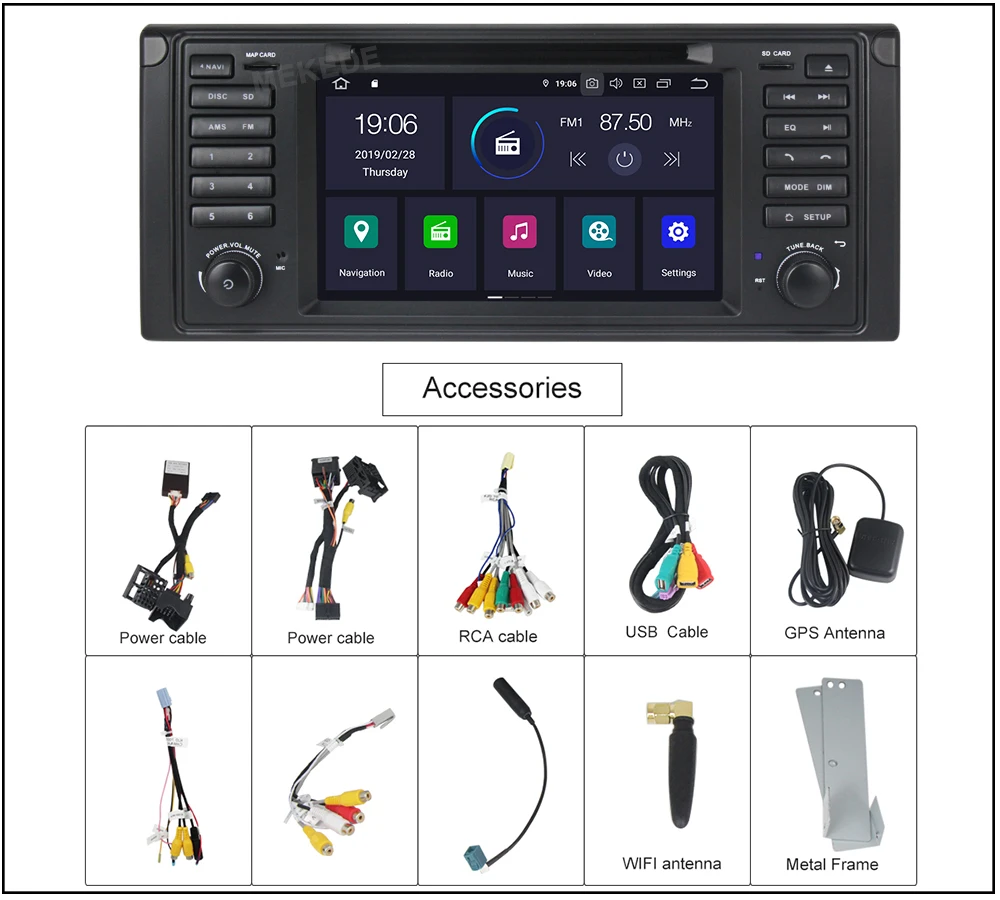 Clearance MEKEDE PX5 7"HD IPS 8 Core Android 9.0 GPS Navigation Car DVD Player for BMW E39 5 Series/M5 1997-2003 with DSP RDS Canbus 21