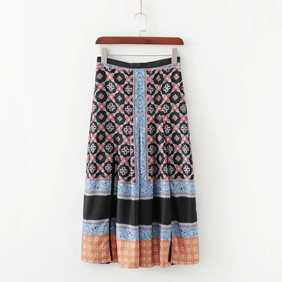 Винтажная Женская плиссированная юбка миди с разрезом сбоку, осенние свободные юбки для отдыха