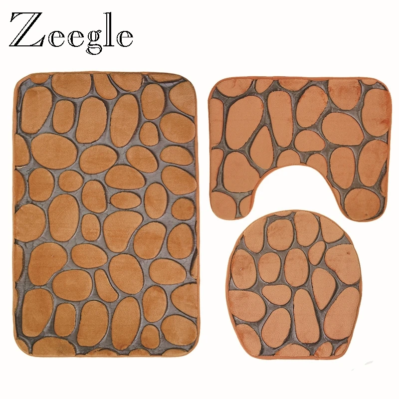 Zeegle одноцветное 3 шт. Ванная комната ковролин коврик для ванной комнаты Душ Ковры