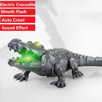 

child Friend Toy High Simulation Electric Crocodile Auto Crawl Mechanical Crocodile Toy mouth can flsh can make sound effect toy