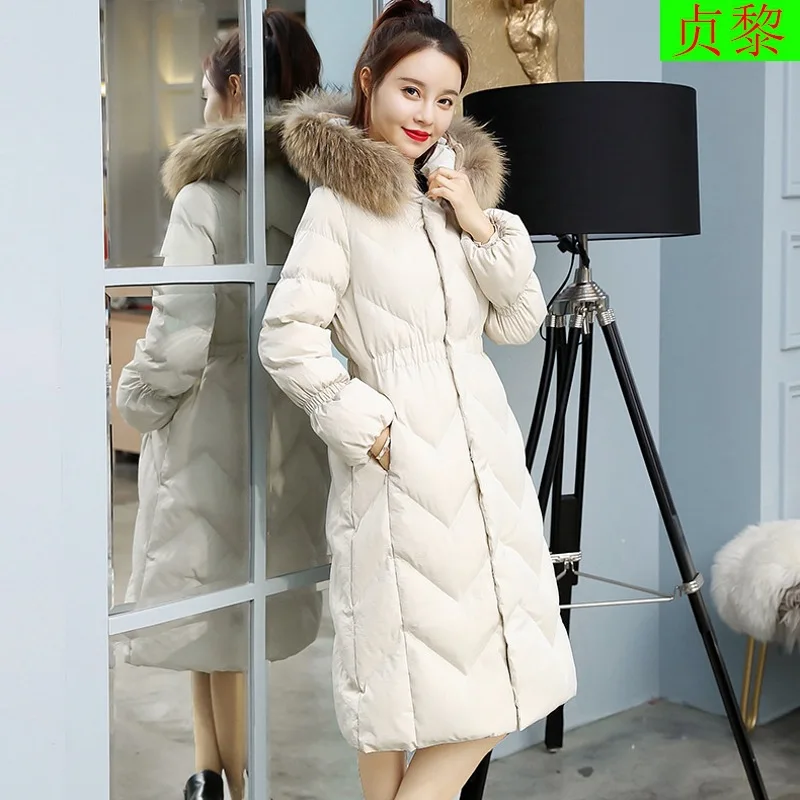 

2018 Winter New Style WOMEN'S Dress Elegant Fashion Waist Hugging down Jacket Cotton-padded Clothes INS Mid-length Cotton-padded