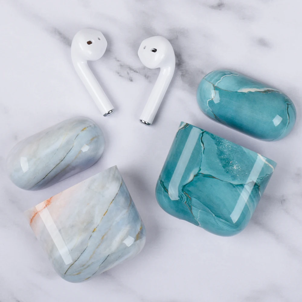 Чехол для наушников с мраморным узором для Airpods 1 2, Жесткий Чехол из поликарбоната, чехол для зарядки AirPods 1 2, защитный чехол I11 I12 I9s