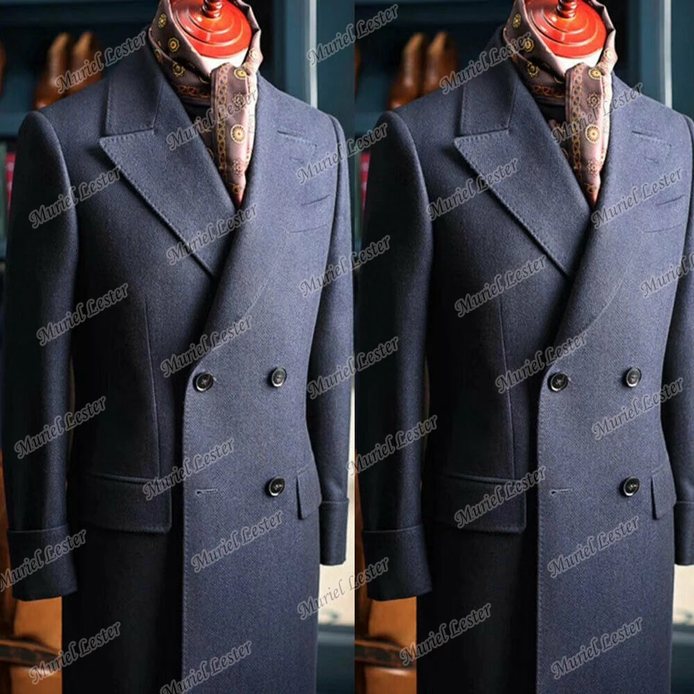 Autumn/Winter Business Formal Tweed Men Suit Jackets England Style Thick Wool Blends Custom Made Double Breasted Overcoat 2021 | Мужская