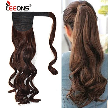 

Leeons Long Wavy Wrap Around Clip In Ponytail Hair Extension Heat Resistant Synthetic Drawstring Fake Hair Pony Tail For Women