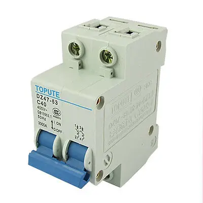 

AC 400V 40A 2 Pole Mini Circuit Breaker MCB DZ47-63 C40