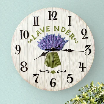 

Creative Wood Grain Wall Clock Flower Simple Vintage Wall Clock Mechanism Art Digital Bedroom Wand Klok Home Decoration AB50WC