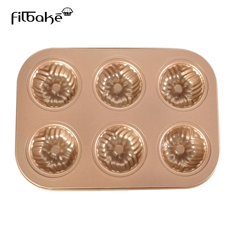 6 Cavity Geometric Cake Pan Tin For Baking Chocolates Bagels Dessert Bakeware Tools Hat Non-Stick Muffins Tray Mold