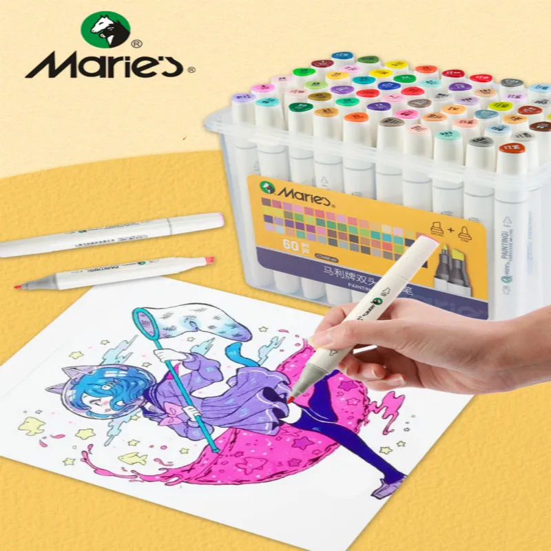 

Marie's alcohol oily double-headed marker set, hand-painted design student color children's animation special brush