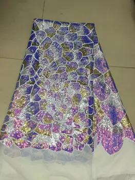 

New 3 d flowers Sequins Nigerian Lace Fabric Dubai Embroidered gold line French Tulle Lace Latest African Lace Fabric 2019