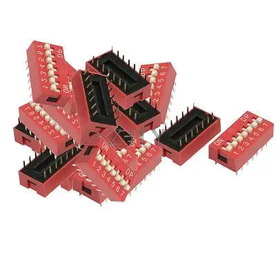 

24 Pcs 2.54mm Pitch 7 Positions Slide Type DIP Switches