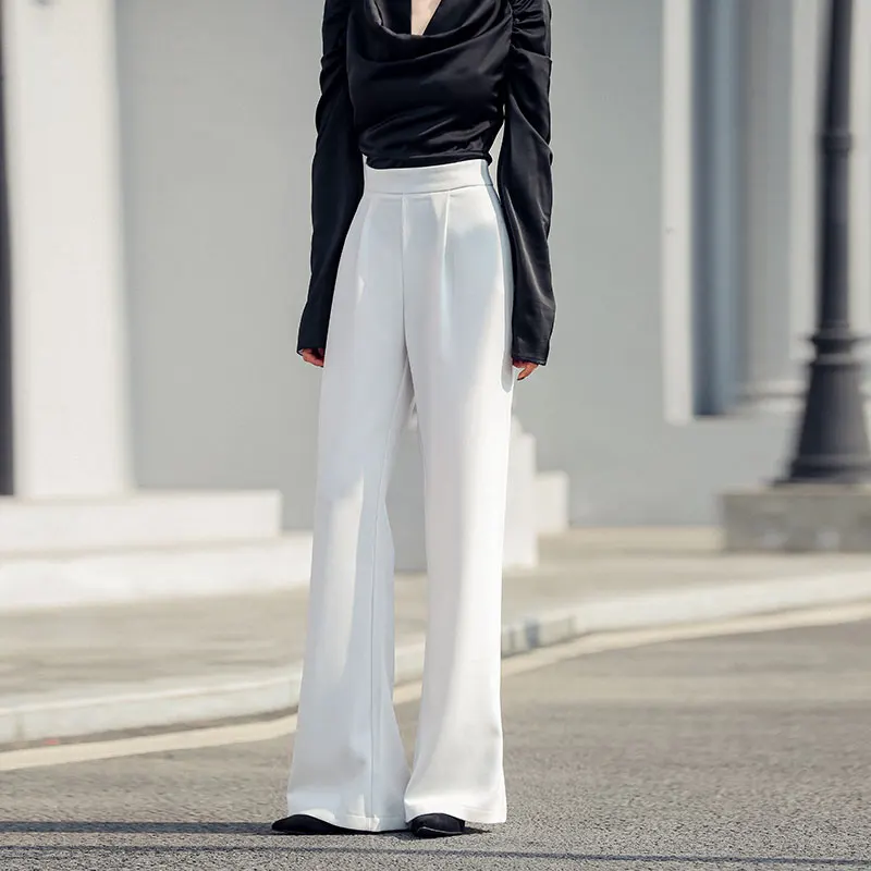 Office Lady White Suit Wide Leg Pants 