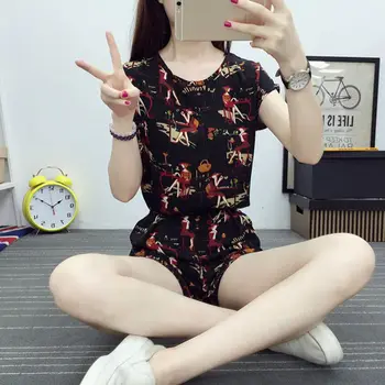 

Woman Suit Female Summer 2019 Summer Wear Loose Casual Fashion Beach Shorts Short-sleeved Shirt Two-pieces
