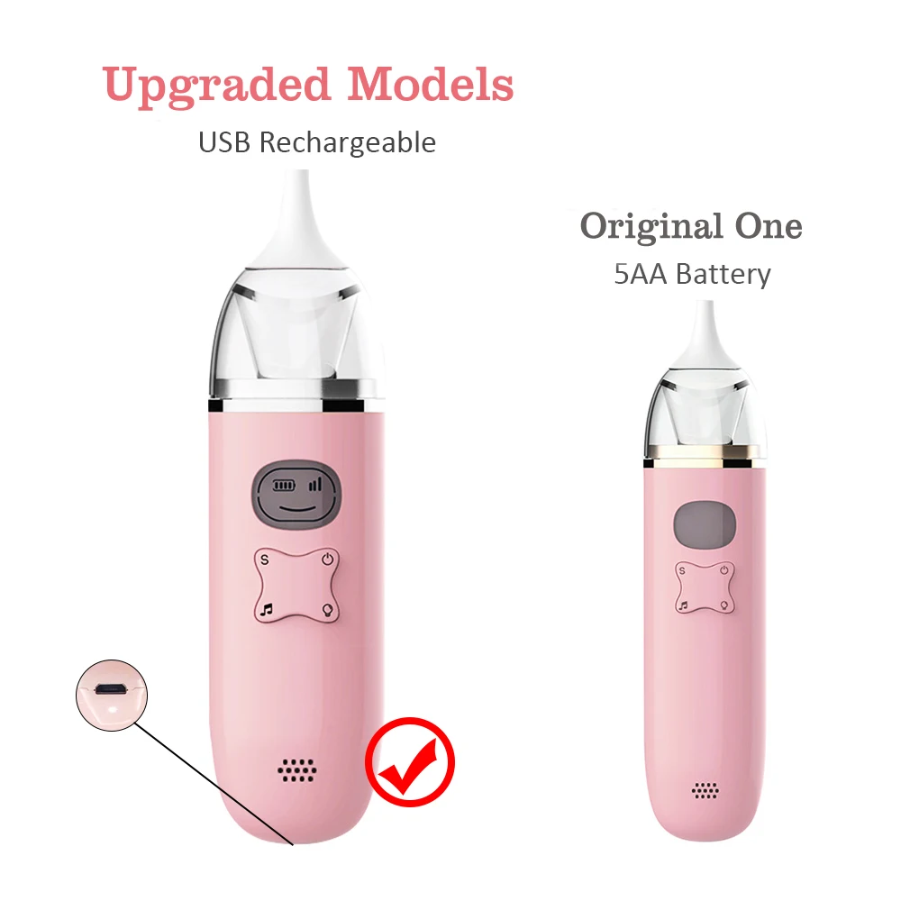 Baby Nose Sucker USB akumulator czyścik do nosa dziecko elektryczny Aspirator do nosa z odtwarzaczem muzycznym 3 poziomy ssania 2 dysze Sucker