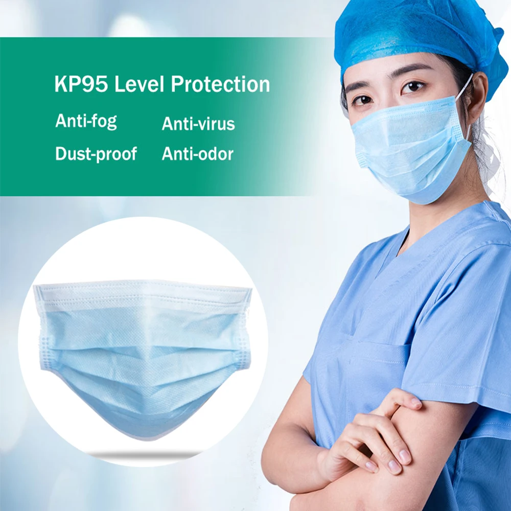 

Disposable Face Mouth Mask 100Pcs/box Particulate Respirator For Adult Kids 3 Layers Filter Nonwoven Safety Protection KN95 Mask