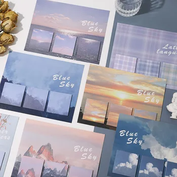 

60 Sheets/Pack Cute Sky Memo Pad Foldable Sticky Notes Message Planner Note Paper Self-adhesive Sticker School Office Stationery