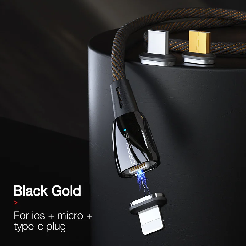 Cafele новейший QC 3,0 Магнитный Micro USB кабель для iPhone Магнитный usb type C зарядный кабель для Xiaomi huawei магнитное зарядное устройство - Цвет: 3 in 1 cable black