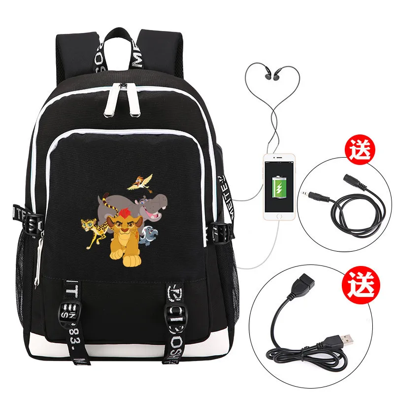 Детская школьная сумка лев Король Simba usb рюкзаки с зарядным устройством для мужчин wo мужской Музыкальный Рюкзак Сумка через плечо дорожная сумка для ноутбука - Цвет: S