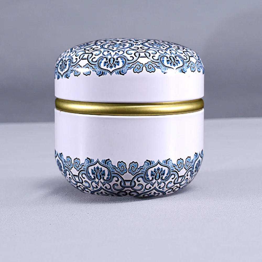 Mini Tea Storage Tin Container Tea Coffee Tins Flowers Pattern Food Storage Box For Herb Candy Chocolate Sugar Spices Candle
