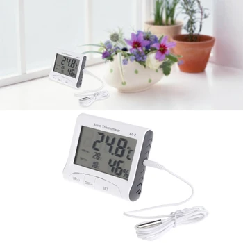 

LCD Digital Alarm Thermometer Hygrometer Indoor Outdoor Weather Station w Sensor PXPC