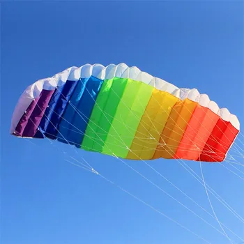 free shipping dual line large Parafoil kites rainbow fly Sports Beach stunt kite bar nylon outdoor toys kitesurf ikite factory 1