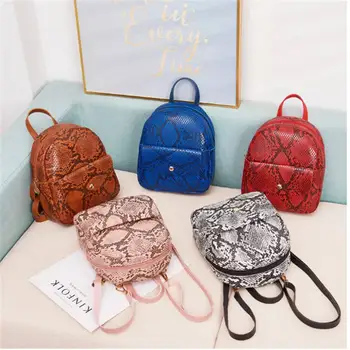 

5 colors Women Fashion Snakeskin Pattern Backpack Ladies Stylish Backpack for Travel Shopping New 2021
