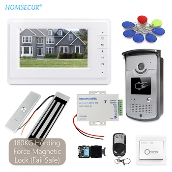 

HOMSECUR 4 Wire 7" Video Door Phone Intercom Entry System RFID Access Camera 180KG Holding Force NC Mode Lock Keyfob Included