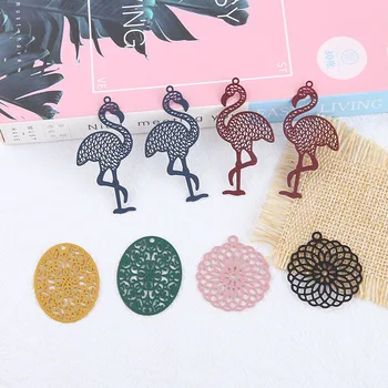 

DIY Handmade Ornament Accessories Alloy Grind Arenaceous Paint Chinese-Style Floral Designs Oval Flamingo Ear Stud Material