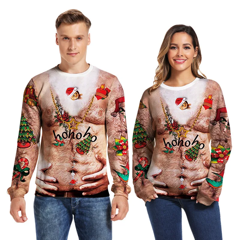 Ugly Christmas Sweater men/women Couple 3D Print Pull Homme Loose Pullover New Year Cosplay Winter Tops Men Clothes Kersttrui