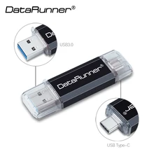 DataRunner Dual Drive OTG USB флэш-накопитель 2 в 1 USB3.0& Тип-C USB флэш-накопитель 512 ГБ 256 ГБ 128 Гб 64 Гб оперативной памяти, 32 Гб встроенной памяти, флэш-накопитель USB флеш-накопитель