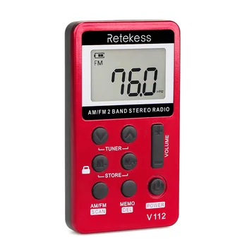 

Retekess V112 Portable Pocket Radio FM/AM 2 Band Digital Portable Mini Receiver Tuning With Rechargeable Battery Earphone Radio