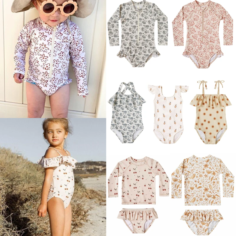 Kid Girls Swimwear Summer RC Brand Baby Toddler Boy Swimsuit Children Summer Beach Wear Sisters Brithers Swimming Bathing Suit clothing sets baby